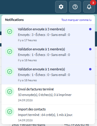 Panneau de notifications