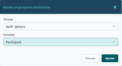 Fenêtre « Ajouter un groupe et une fonction »