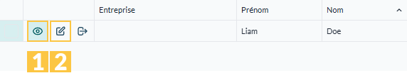 Boutons Voir le profil et Modifier le profil d'une ligne
