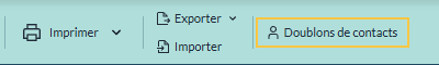 Bouton Doublons de contacts dans la barre d'outils