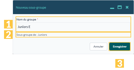 Fenêtre « Nouveau sous-groupe »