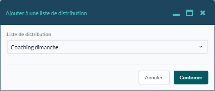 Fenêtre « Ajouter à une liste de distribution »