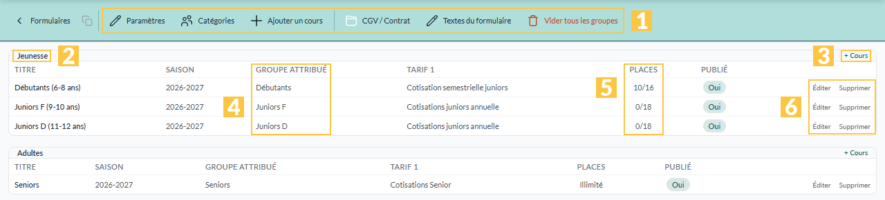 Éditeur d'un formulaire par groupe