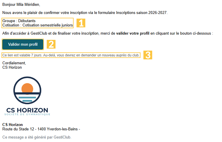 E-mail de bienvenue