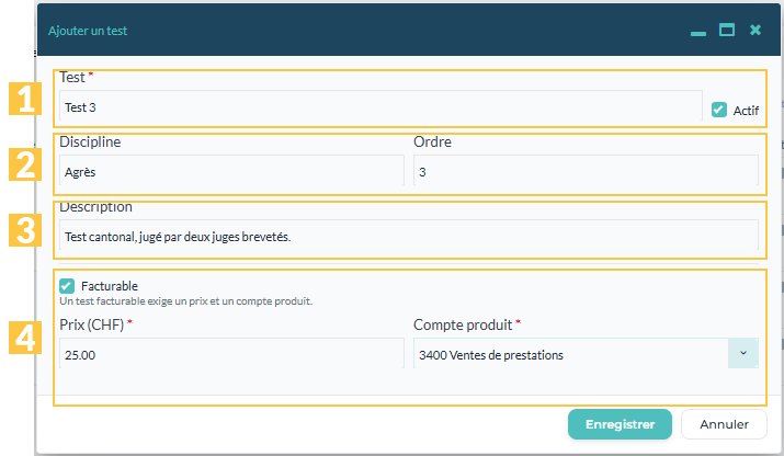 Fenêtre « Ajouter un test »