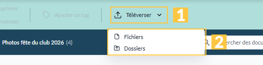 Le menu « Téléverser »