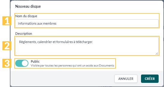 Fenêtre « Nouveau disque »