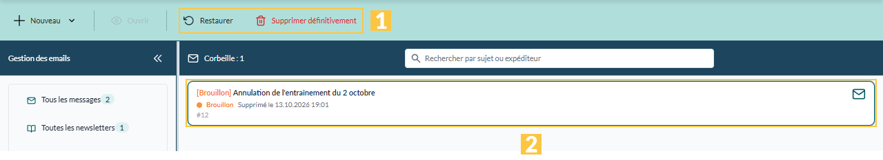La corbeille des e-mails