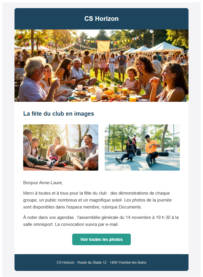 La newsletter reçue par un membre