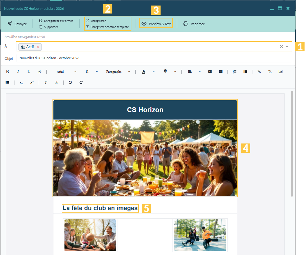 Une newsletter en cours de rédaction