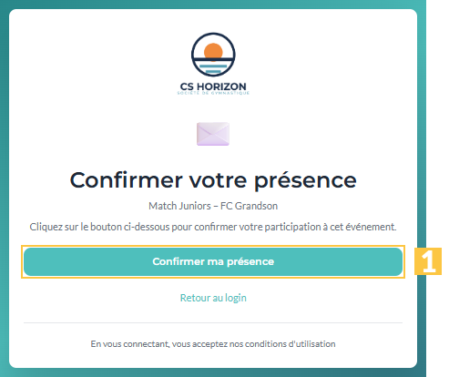 La page « Confirmer votre présence »