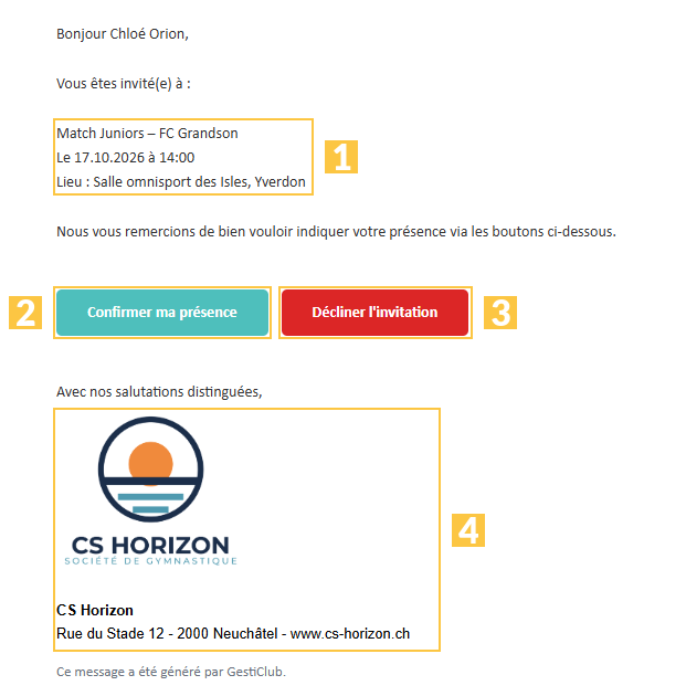 L'invitation reçue