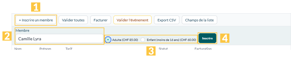 Inscrire un membre