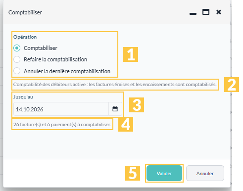 La fenêtre « Comptabiliser »