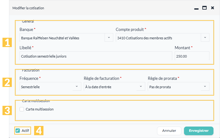 La fenêtre d'une cotisation