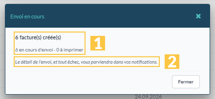 La fenêtre « Envoi en cours »