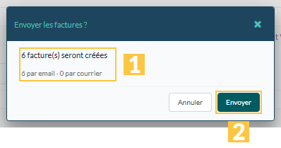La fenêtre « Envoyer les factures ? »