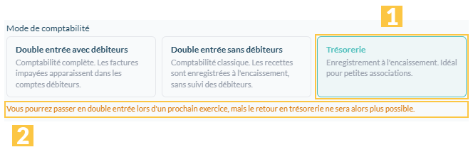 Le mode « Trésorerie » et son avertissement