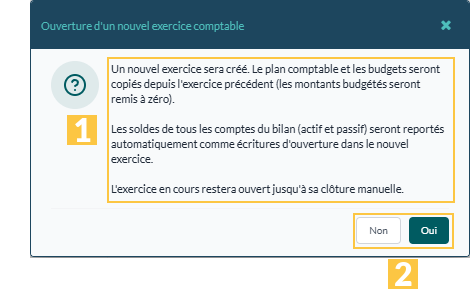 La confirmation d'un nouvel exercice