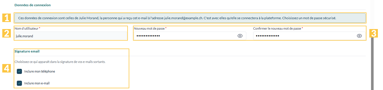 La page de validation, partie basse