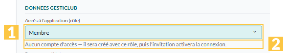 Le rôle sur la fiche d'un membre