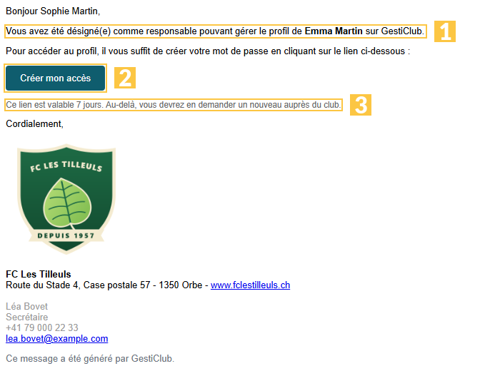 L'invitation reçue par le parent
